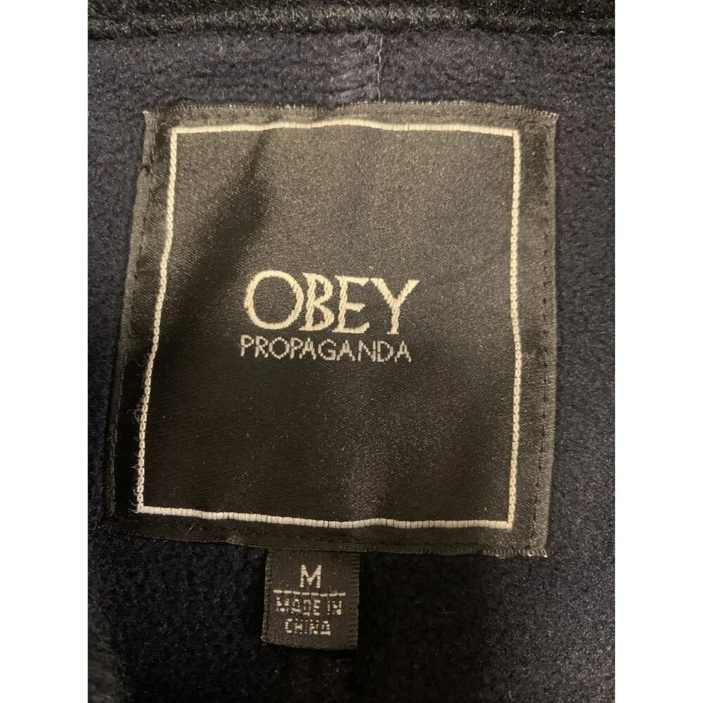 Obey Propaganda M Knit Double Breasted‎ Pea Coat W/ Nautical Buttons